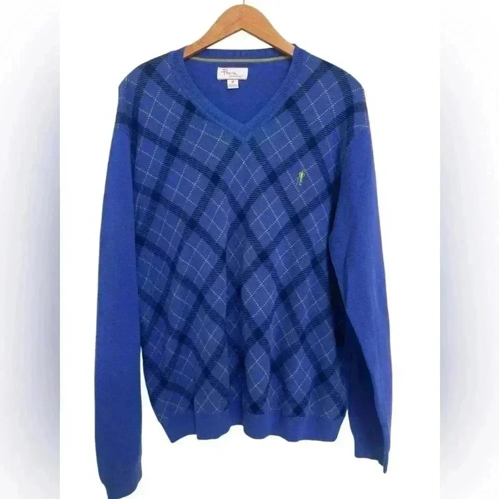 Payne Stewart Men's Golf Sweater Pullover Check Plaid Pattern Size Medium